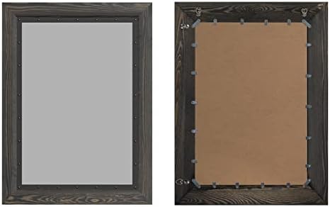 YOSHOOT Rustic Wooden Framed Wall Mirror, Natural Wood and Iron Bathroom Vanity - Image 3