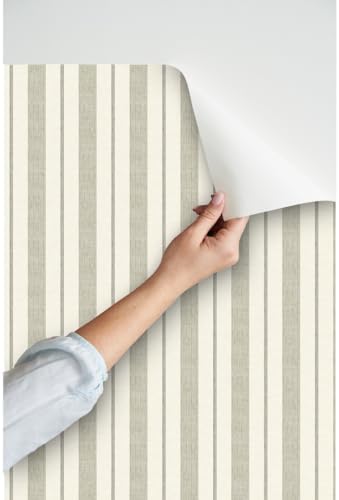 Spoonflower Ticking Stripes Peel and Stick Wallpaper - Image 3