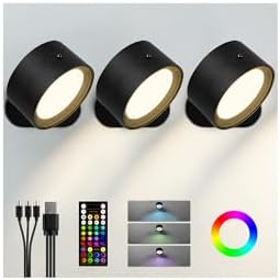 RGB Wall Sconces, Rechargeable Magnetic Lights by AMETHEUS