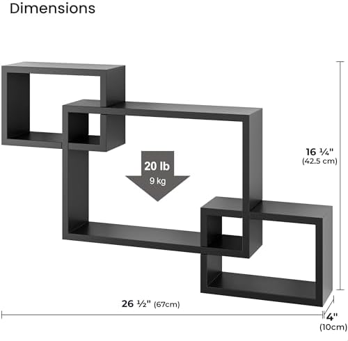 Ballucci Wooden Interweave Floating Wall Mounted Shelves, Horizontal and - Image 3