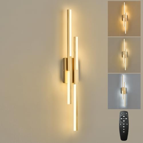 Benkut Modern LED Wall Sconce Gold Remote Wall Light Fixtures by Benkut