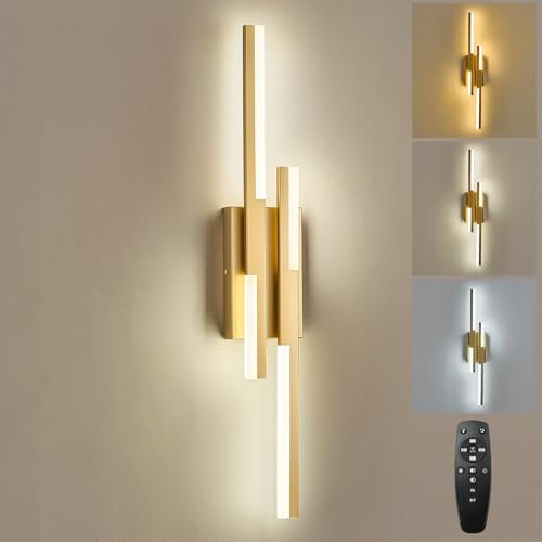 Benkut Modern LED Wall Sconce Gold Remote Wall Light Fixtures by Benkut