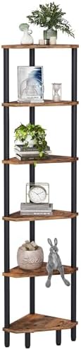 6 Tier Corner Shelf, 66.5'' Tall Standing Shelf, Narrow Display Shelf Stand by IRCPEN