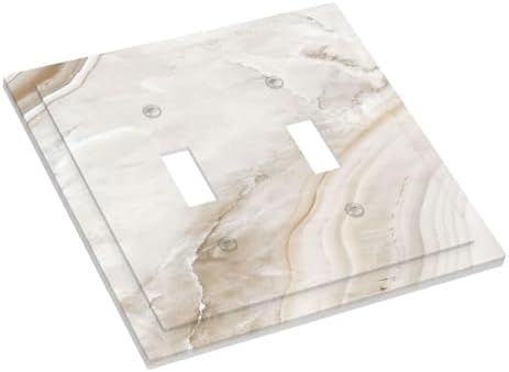 Decorative Switch Plates Beige Marble Pattern 2 Gang Double Toggle Wall Plate - Image 3