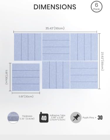 Bumusty 36" x 24" Large Cork Board Alternative, Soft Periwinkle - Image 2