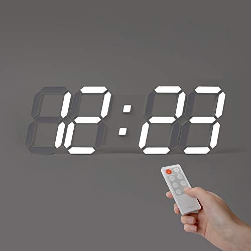 mooas 3D Pure Slim L LED Clock, 15.4" Multi-Function LED Digital Clock by mooas