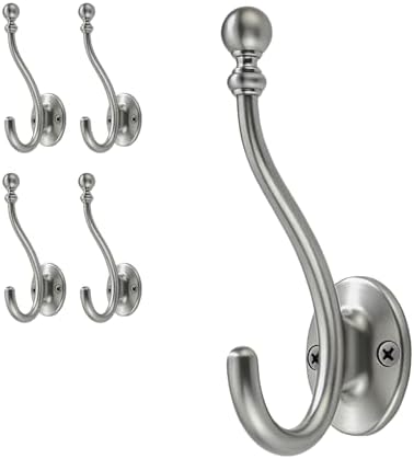 AVICCI 5 Pack Coat Hooks Brushed Nickel Coat Hook, Heavy Duty Hooks Decorative by Home