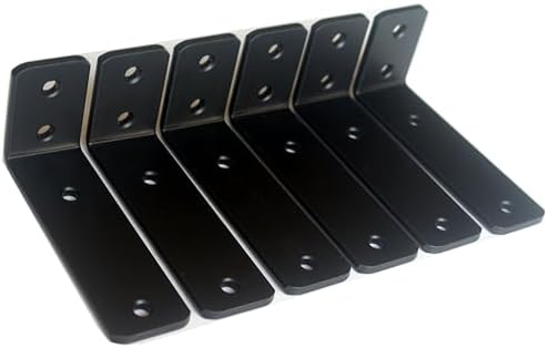 6 Pack - L 5" x H 2" x W1.5, 5mm Thick Black L Shelf Bracket, Iron Shelf by MHMYDZ