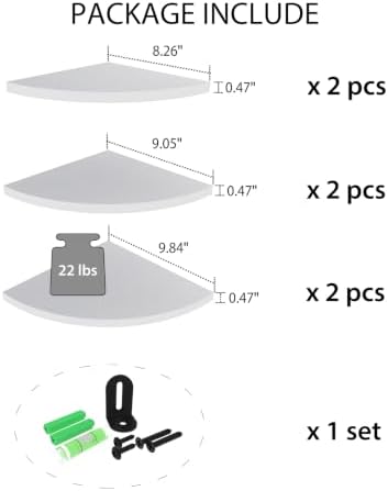 HORLIMER 6 Pack Floating Corner Shelf Wall Mount - Image 3