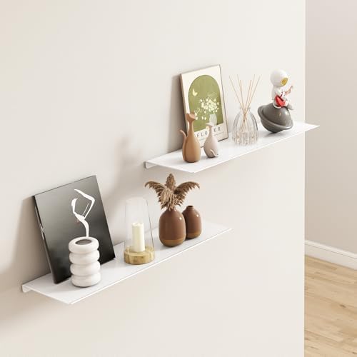 MKO 16" Floating Shelves for Wall, Metal Wall Mounted Shelf for Bathroom - Image 4