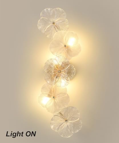 Fandian 22.4" Flower Shape Glass Wall Lamp, Modern Vintage Rustic Lighting - Image 3
