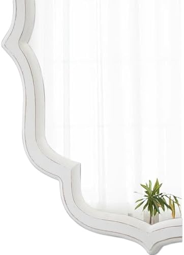 Vintage Oval Wall Mirror 22 X 30 Inch, Distressed White - Image 6