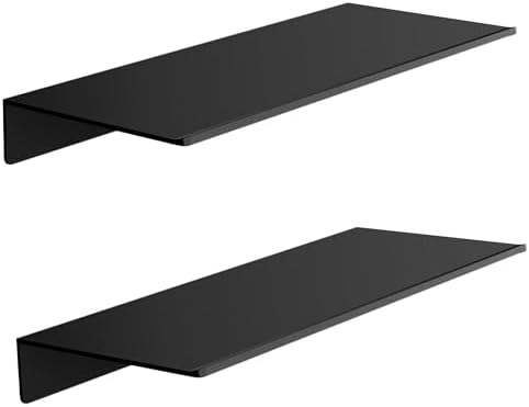 HNVNER Metal Floating Shelves Set of 2, Small Adhesive Wall Shelf by HNVNER