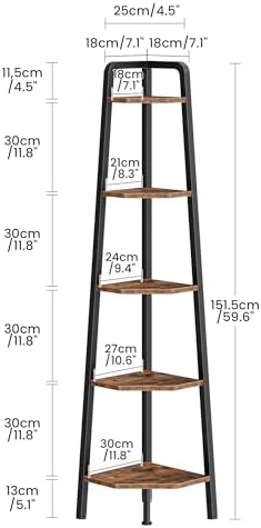 CHOEZON Corner Shelf, 5-Tier Ladder Corner Shelf, Ladder Bookshelf, 59.6" Tall - Image 2