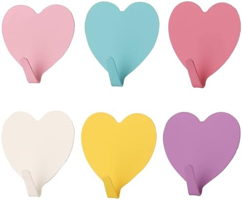 JtmyAota 6 Pack Heart Wall Hooks, Kawaii Room Decor Hooks by JtmyAota