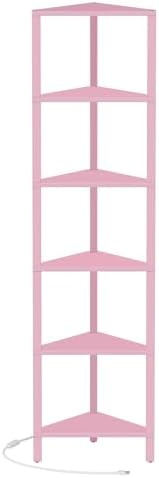 TUTOTAK Corner Shelf with LED Light, 6-Tier Corner Bookshelf - Image 7