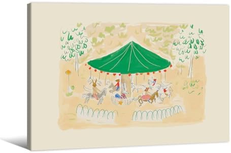 Colorful Carousel Wall Art Trendy Cute Kids Canvas Poster 08x10 inch Framed by Unknown