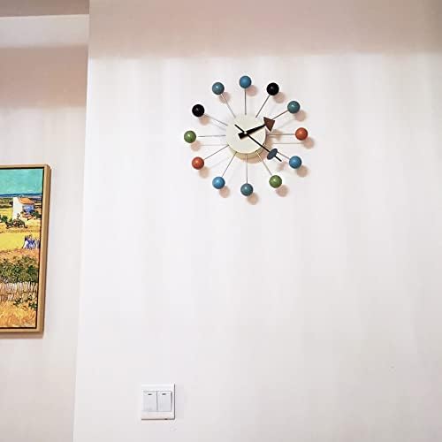 Wood Ball Wall Clock 13 Inch, Mid Century Modern - Image 3