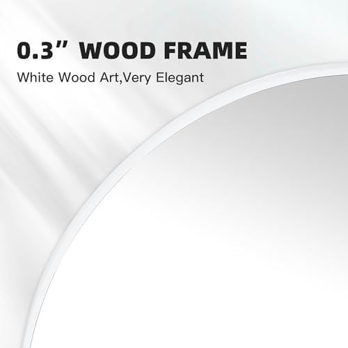Round White Bathroom 30 Inch Mirror, Circle Wall Modern Mirror - Image 5
