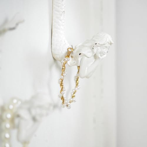 SOFFEE DESIGN 2pcs White Mermaid Shape Metal Coat Hooks, Playful Mermaid Design - Image 4