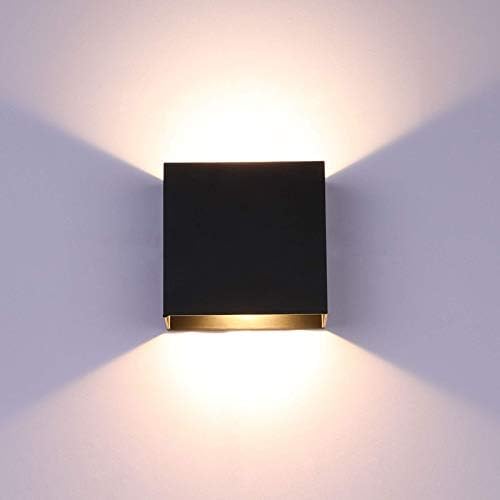 Lightess Small LED Wall Sconce Dimmable Up-Down Black Metal 10W Warm White by LIGHTESS
