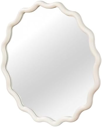 GDFStudio 36 Inch Wavy Round Solid Wood Frame Mirror, Bohemian Decorative Wall - Image 7