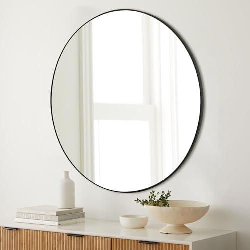 Black Round Mirror 30 Inch, Circle Bathroom Vanity Mirror - Image 4