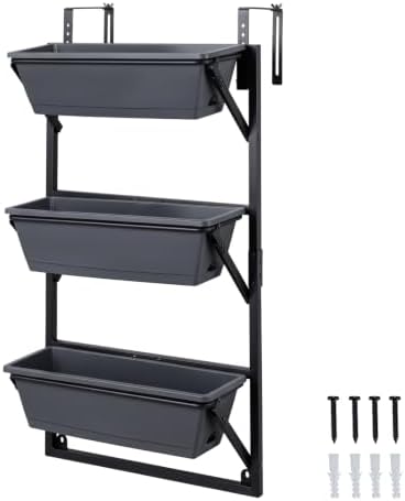 GIANTEX 3-Tier Deck Railing Planter, Hanging Planter Boxes by Giantex