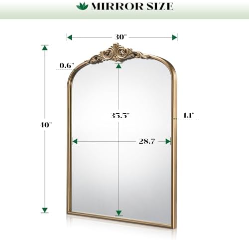 Vintage Gold Arched Wall Mirror - Image 4