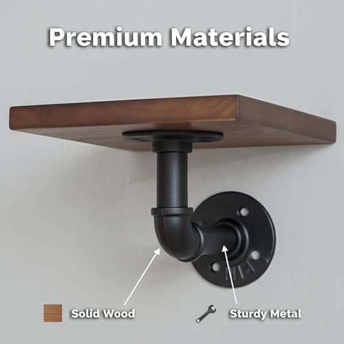 Industrial Pipe Shelves, Wall Ladder Shelving, Corner Wood Bookshelf - Image 5