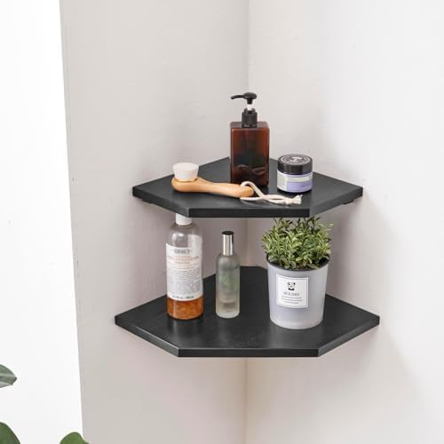 Corner Wall Shelves Set 2 Solid Oak Wood - Image 5