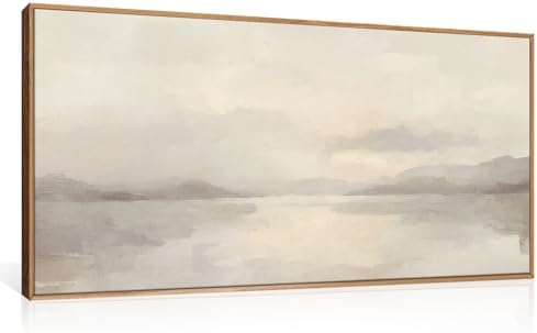 LHIUEM Large Abstract Neutral Beige Pastel Framed Canvas Wall Art, Modern by LHIUEM