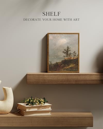 InSimSea Framed Canvas Wall Art, Vintage Lakeside Landscape Painting, Rustic - Image 2