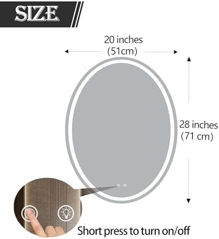 20×28 inch Oval LED Bathroom Mirror, Lighted Vanity Mirror - Image 2