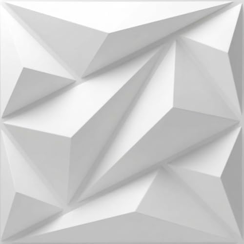 3D PVC Wall Panels White Diamond Textured 12x12in 33 Pack by NKEN3DDecoration