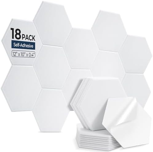 18 Pack Hexagon Acoustic Panels Self Adhesive, Sound Proof Panels by AUSLET