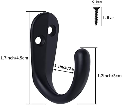 IBosins 50PCS Coat Hooks Wall Mounted Black Single Prong Robe Hook - Image 7
