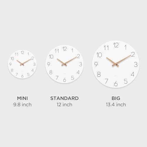 mooas Flatwood Wall Clock, 9.8" Non-Ticking Sweep Movement - Image 2