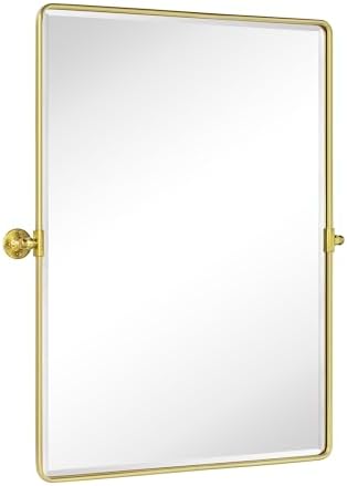 TEHOME Pivot Mirror Brushed Gold Tilt Bathroom Vanity Mirror Large Metal Framed - Image 5