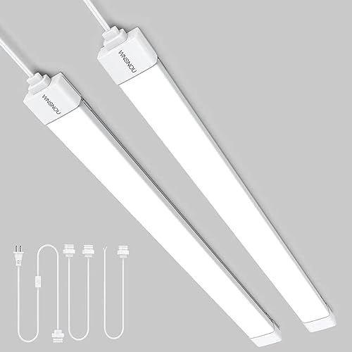 WNSNOU 2 Pack Plug-in LED Shop Light, 4FT Tube, IP66 Waterproof and Linkable by WNSNOU
