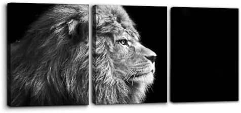 Pacimo Male Lion Canvas Wall Art Print 3 Pieces Animals Portrait Painting Wall by Pacimo