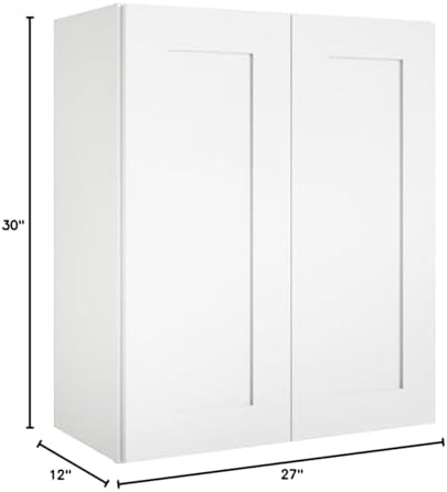 27" W x 30" H White Shaker Double-Door Kitchen Wall Cabinet - Image 3