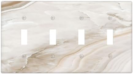 Light Switch Covers Beige Marble Pattern Quad Toggle 4 Gang Wall Plate by Lightswitchcovers