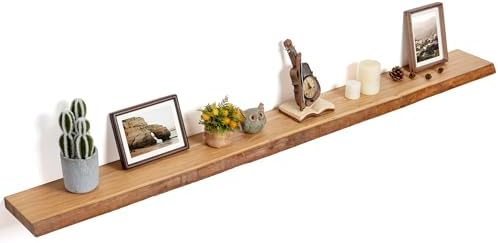 FLYJOE Floating Shelves for Wall Decor, Rustic Solid Elm Wood Live Edge by FLYJOE