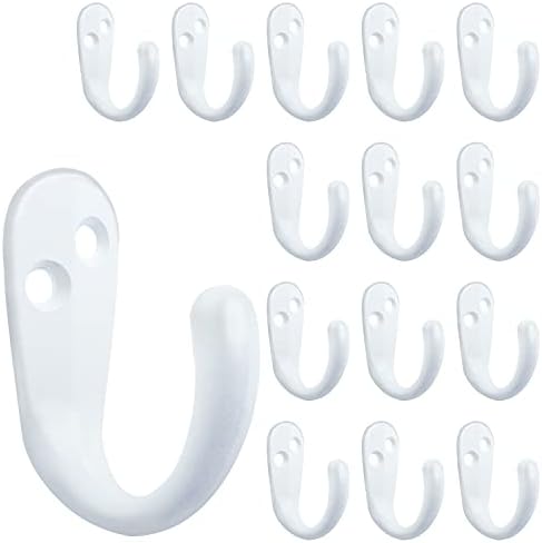 IBosins 15PCS Coat Hooks Wall Mounted White Single Prong Robe Hook by IBosins