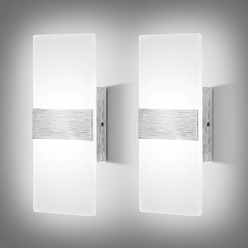 Lightess Set of 2 12W Dimmable Modern LED Wall Sconce Cool White by LIGHTESS