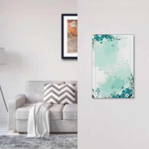 Light Switch Cover Plate Blue Green Flowers Light Green Watercolor Patterns 1 - Image 7