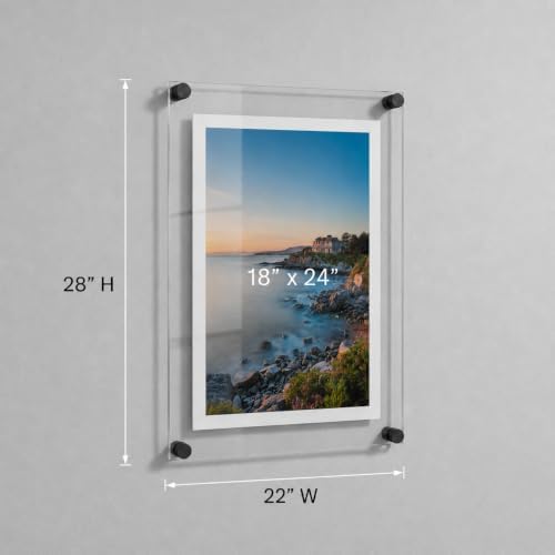 Azar Displays 105524-BLK Acrylic Floating Double Panel Wall Frame, Overall - Image 2
