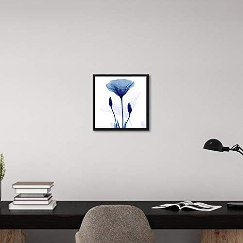 Pyradecor Black Framed Canvas Wall Art Blue Flickering Flower Modern Grace - Image 3