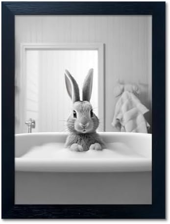 Melpa Art Kids Bathroom Wall Decor, Funny Rabbit in Bathtub Bathroom, Farmhouse by Melpa+Art